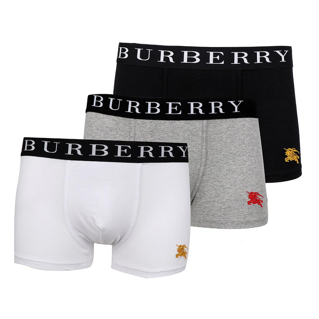 Burberry Design 3 IN 1 Pack Black White and Grey Boxers - Obeezi