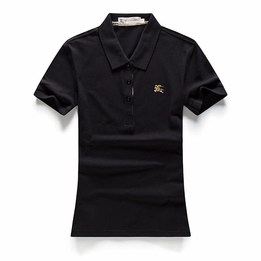 Burberry Design Custom fits Ladies Short Sleeve Polo-Black - Obeezi