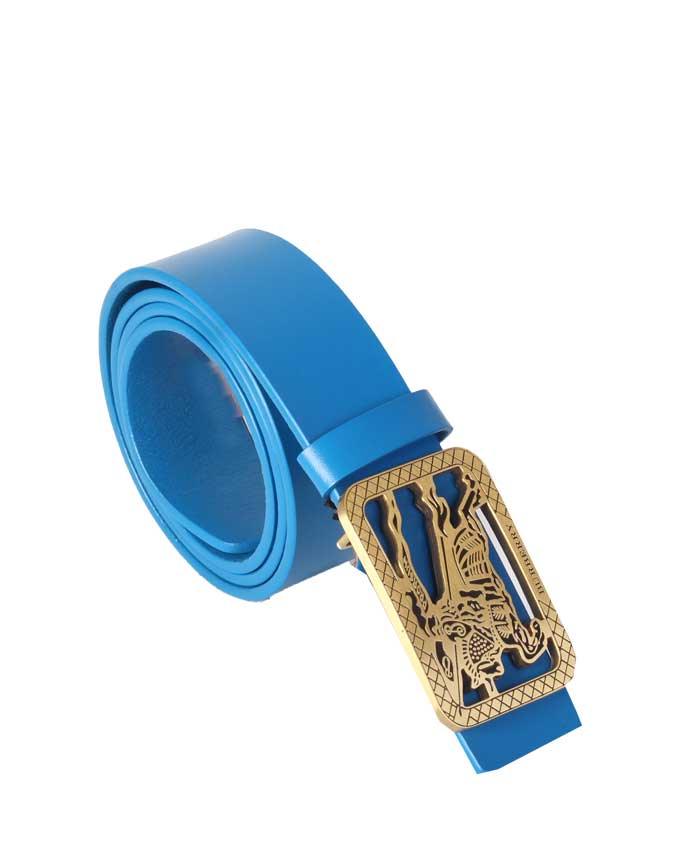 Burberry Gold Buckle and Crest Burberry Logo - Blue - Obeezi.com