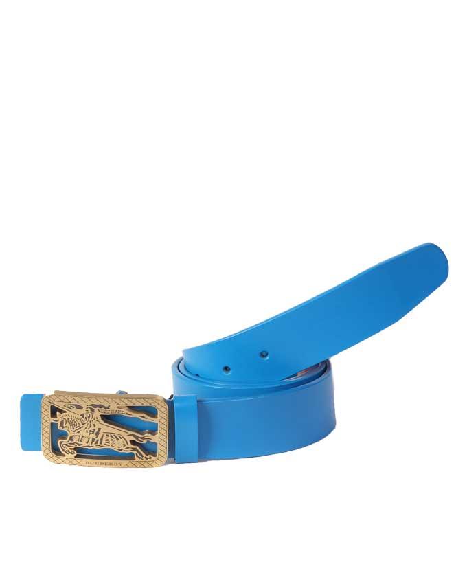 Burberry Gold Buckle and Crest Burberry Logo - Blue - Obeezi.com
