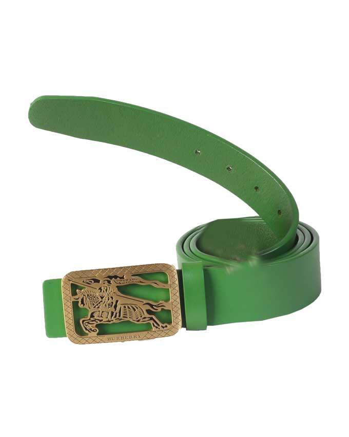 Burberry Gold Buckle and Crest Burberry Logo - Green - Obeezi.com