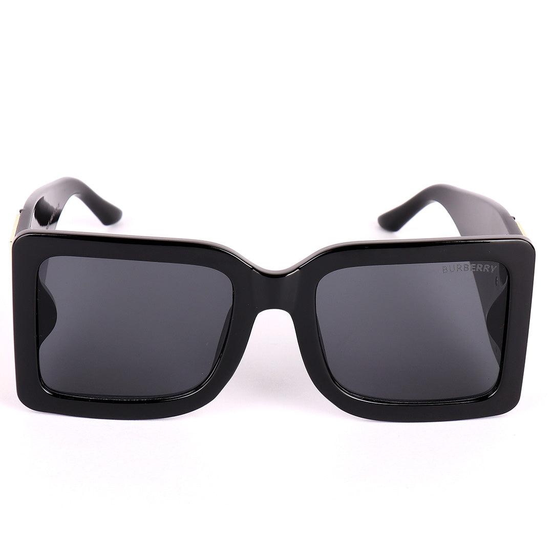 Burberry Square Frame Black And Gold Logo Designed Sunglasses - Obeezi.com