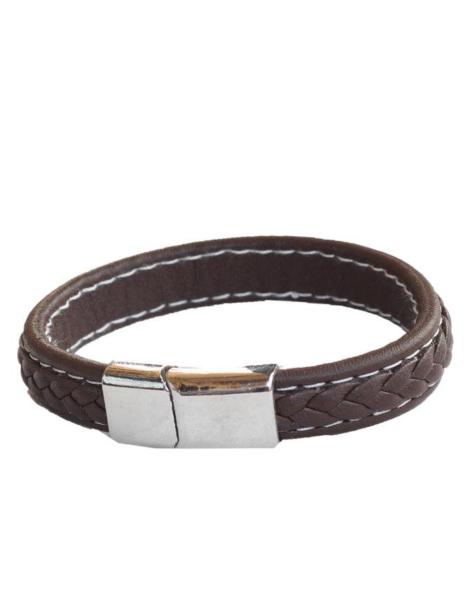 Burton Men's Plaited Leather Bracelet In Brown - Obeezi.com