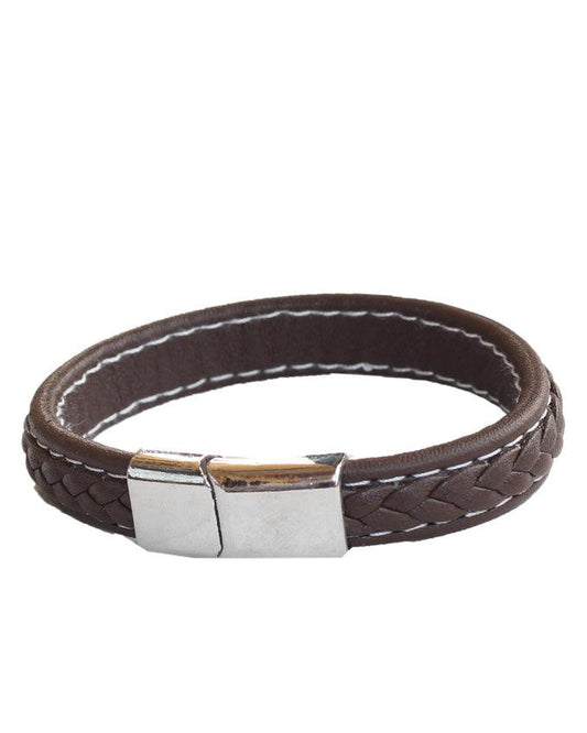 Burton Men's Plaited Leather Bracelet In Brown - Obeezi.com