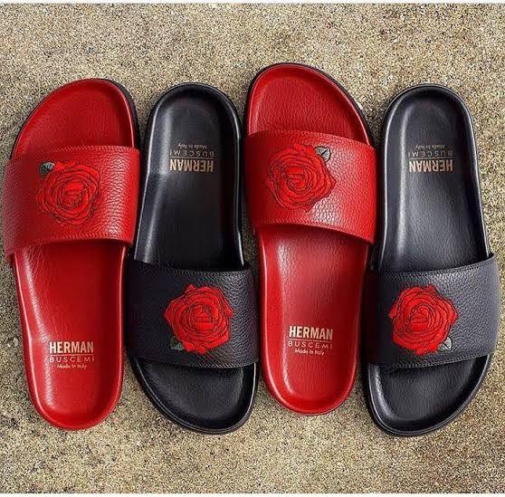Buscemi Rose Petal Designed Slide-Black - Obeezi
