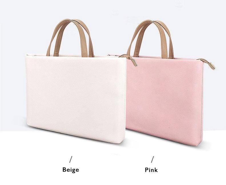 Business And Casual Soft Leather Laptop Bag- White - Obeezi.com