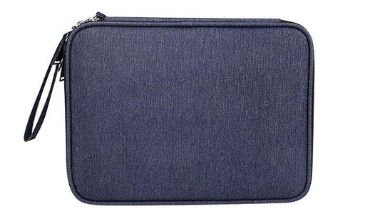 Business And Leisure Double Zipper Notebook Bag-Navy Blue - Obeezi.com