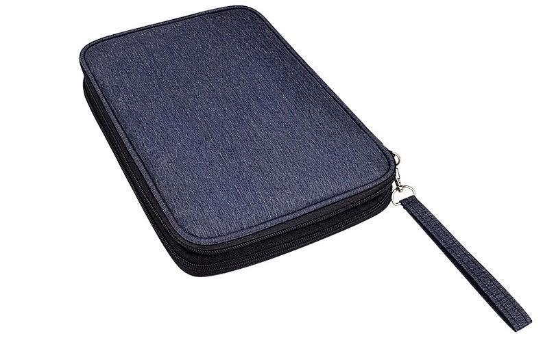 Business And Leisure Double Zipper Notebook Bag-Navy Blue - Obeezi.com