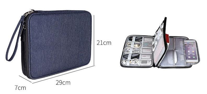 Business And Leisure Double Zipper Notebook Bag-Navy Blue - Obeezi.com