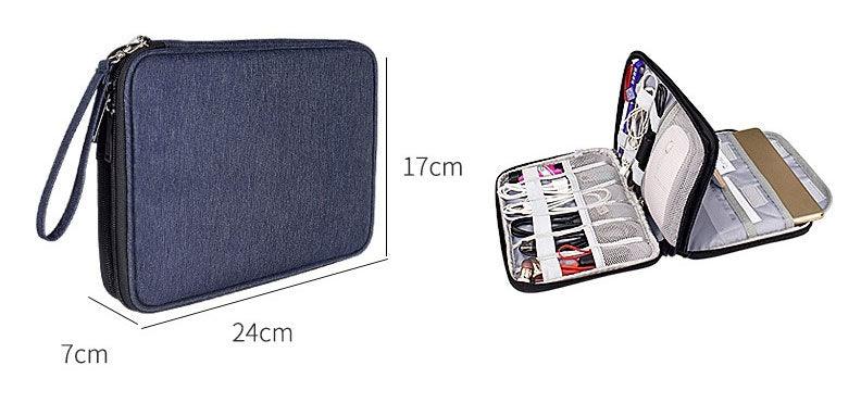 Business And Leisure Double Zipper Notebook Bag-Navy Blue - Obeezi.com
