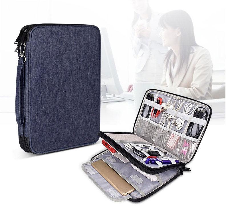 Business And Leisure Double Zipper Notebook Bag-Navy Blue - Obeezi.com