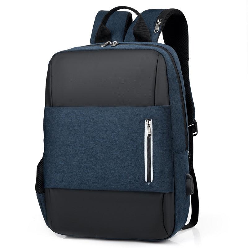 Business Large Capacity Laptop Backpack With USB Charging Port-Blue - Obeezi.com