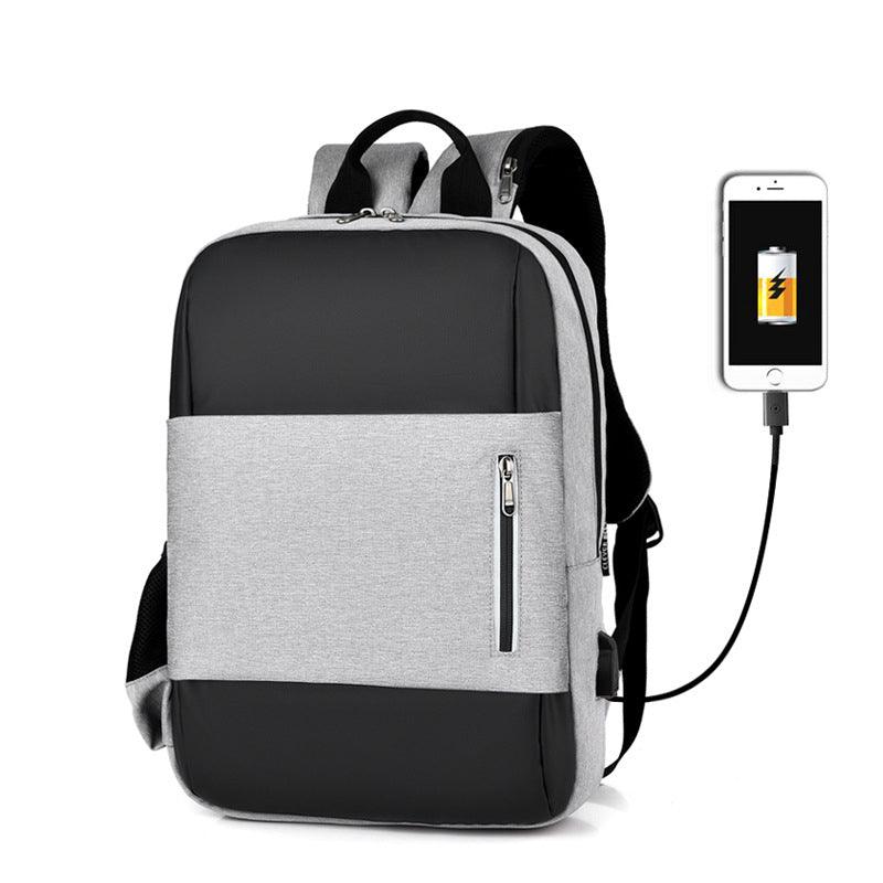 Business Large Capacity Laptop Backpack With USB Charging Port-Grey - Obeezi.com