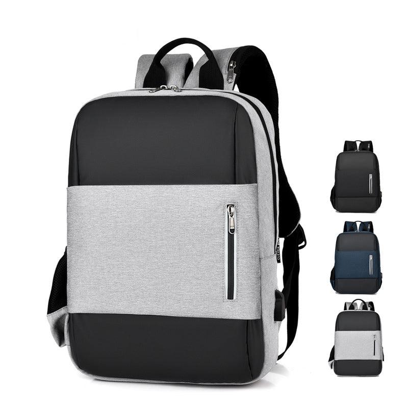 Business Large Capacity Laptop Backpack With USB Charging Port-Grey - Obeezi.com