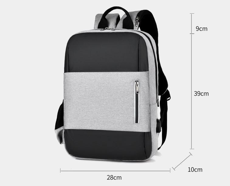 Business Large Capacity Laptop Backpack With USB Charging Port-Grey - Obeezi.com