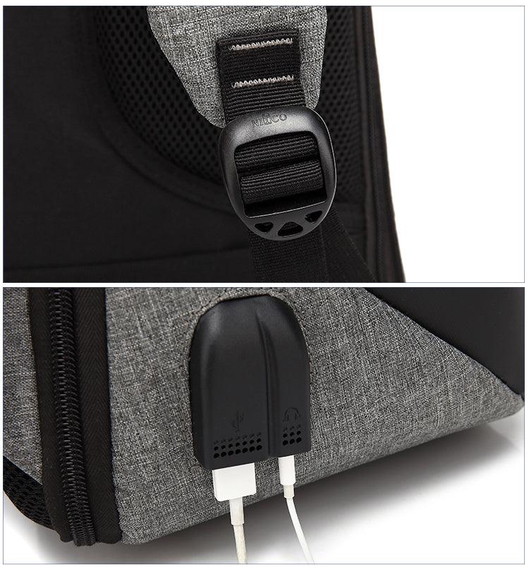 Business Travel Backpack Laptop Briefcase With USB Charging And Auxiliary port-Grey - Obeezi.com