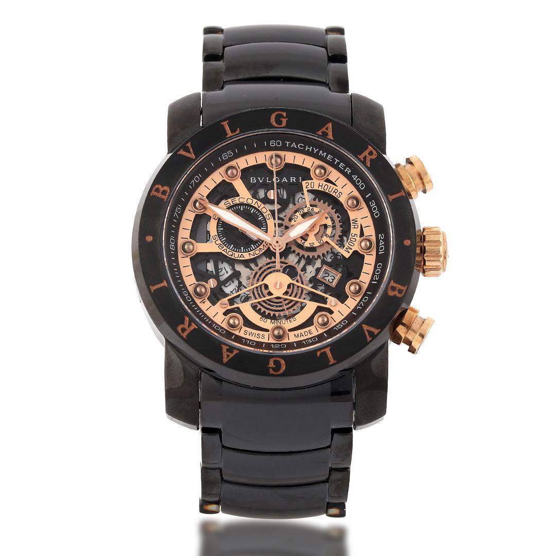 BVLGARI Chronograph Aerofusion King Black And Gold Men's Watch - Obeezi.com