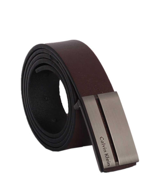 Calvin Klein CK Ceinture Homme Buckle Brown Leather Belt - Obeezi.com