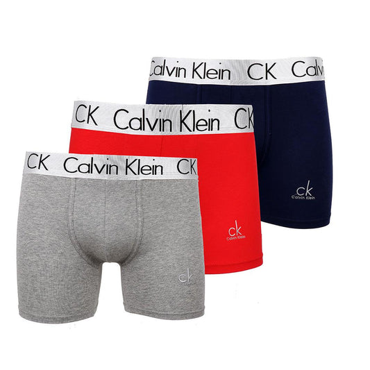 Calvin Klein Crested 3 IN 1 Pack Blue or Black Red and Grey Boxers - Obeezi