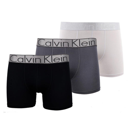 Calvin Klein Crested Elastic Band 3 IN 1 Pack Black White and Grey Net Boxers - Obeezi