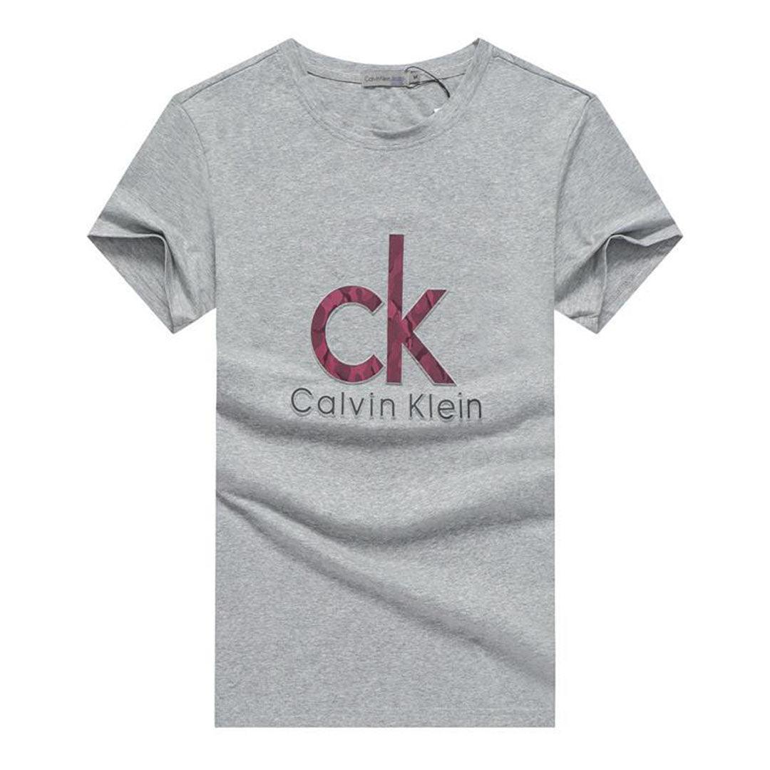 Calvin Klein Embroidery Logo Round neck T-Shirt-Ash - Obeezi