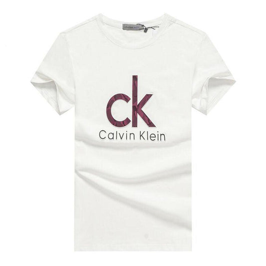 Calvin Klein Embroidery Logo Round neck T-Shirt-White - Obeezi
