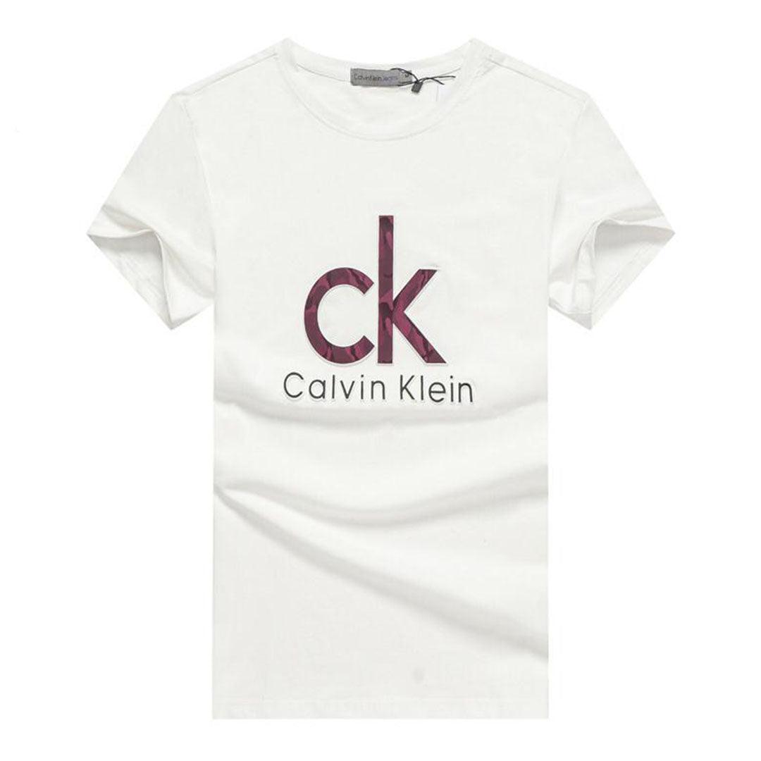 Calvin Klein Embroidery Logo Round neck T-Shirt-White - Obeezi
