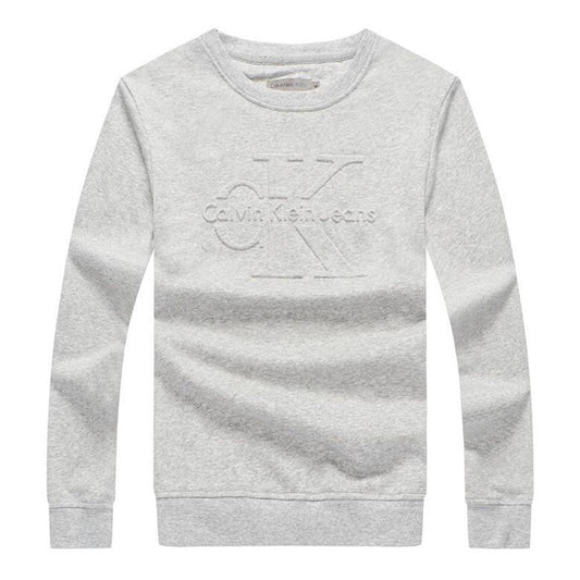 Calvin Klein Logo-Embroidered Crew Neck Sweat Shirt- Ash - Obeezi