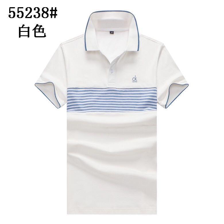 Calvin Klein Men's Body-fit White And Blue Stripes Polo Top - Obeezi