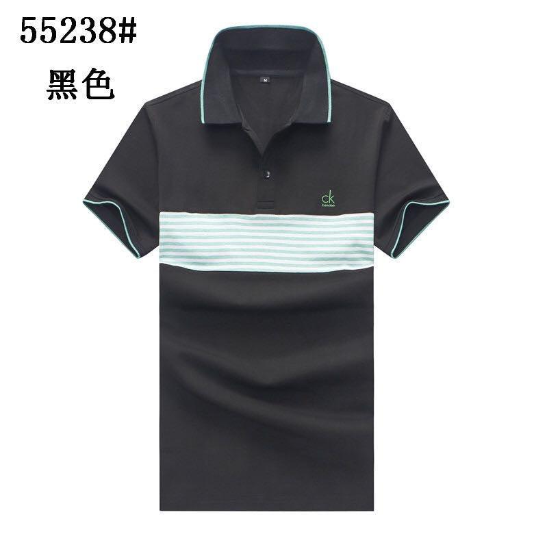 Calvin Klein Men's Body-fit White And Green Stripes Polo Top-Black - Obeezi