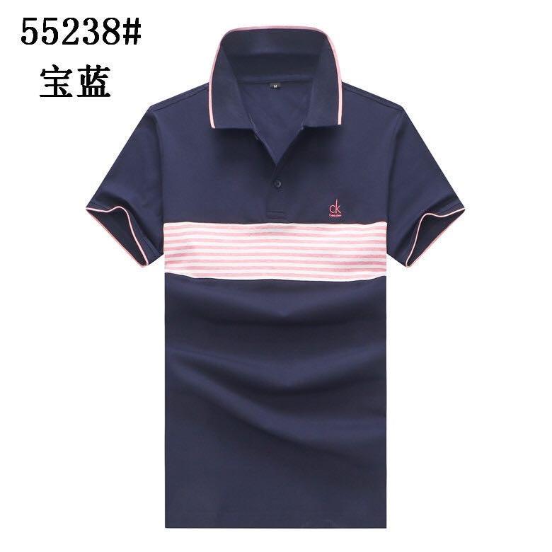 Calvin Klein Men's Body-fit White And Red Stripes Polo Top-Blue - Obeezi