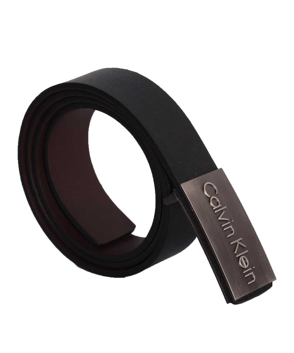 Calvin Klein Men's Crested Black Leather Belt - Obeezi.com
