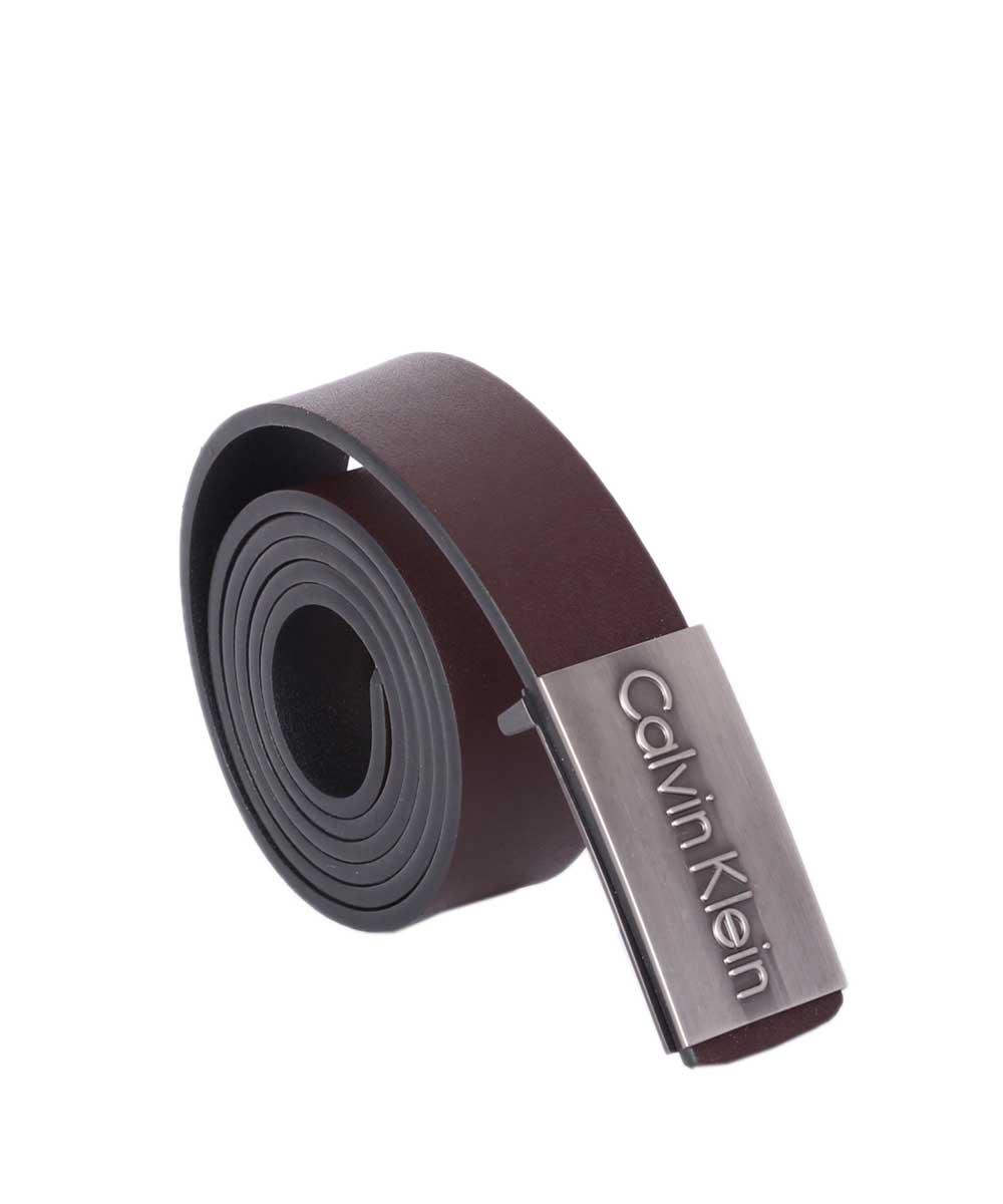 Calvin Klein Men's Crested Brown Leather Belt - Obeezi.com