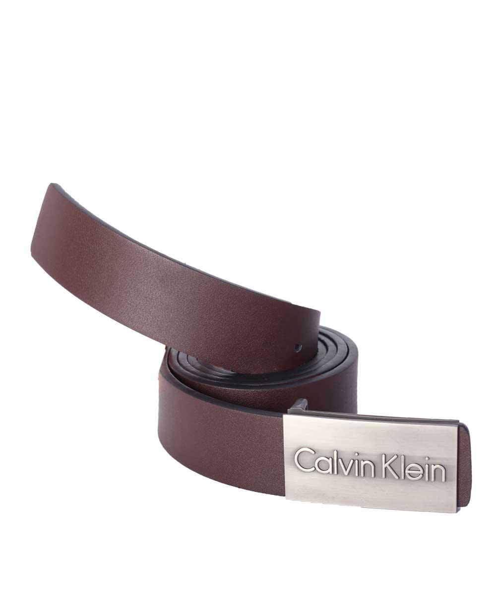 Calvin Klein Men's Crested Brown Leather Belt - Obeezi.com