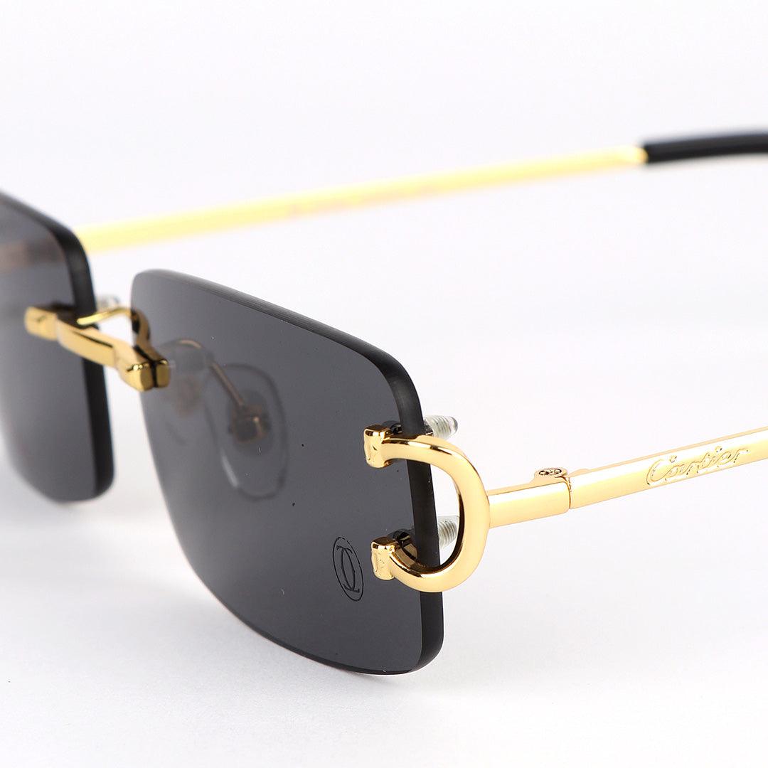 Cartier Exquisite Designed Black And Gold Metal Rimless Glasses - Obeezi.com
