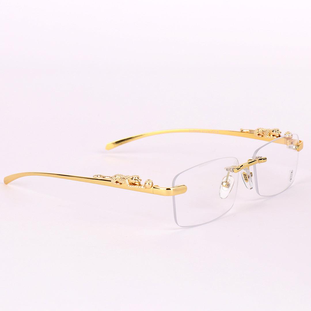 Cartier Leopard in Rhinestones Designed Clear Frame Rimless Glasses - Obeezi.com
