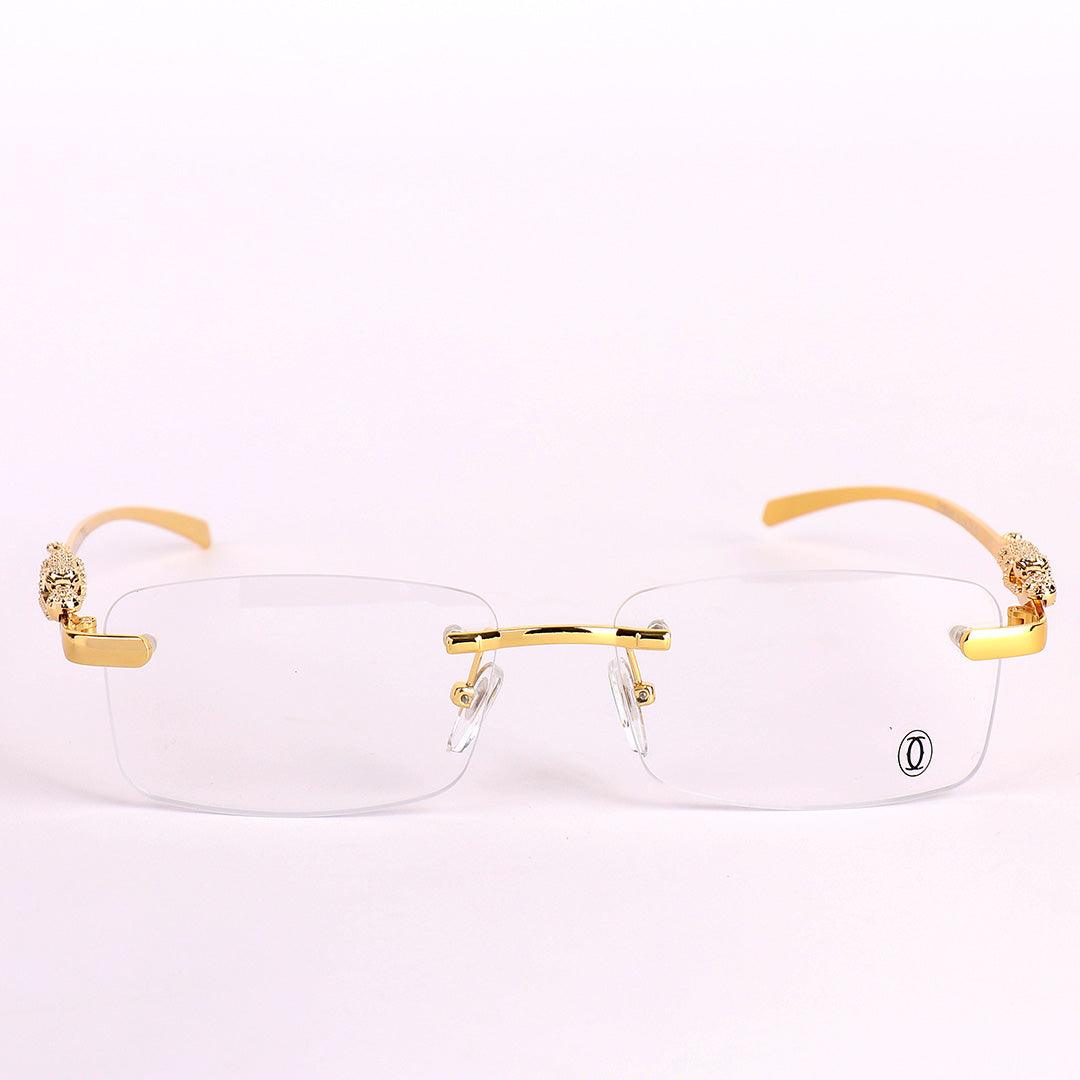 Cartier Leopard in Rhinestones Designed Clear Frame Rimless Glasses - Obeezi.com