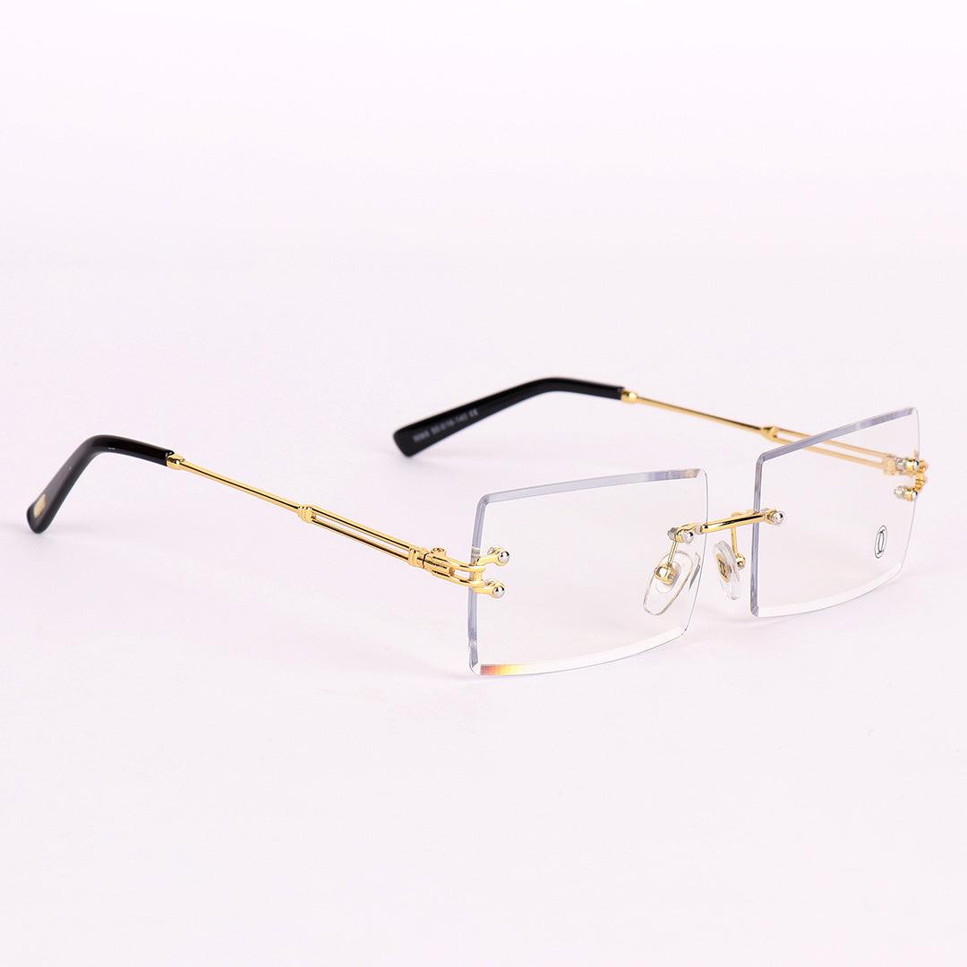 Cartier Luxurious Designed Shiny Gold And Black Metal Rimless Glasses - Obeezi.com