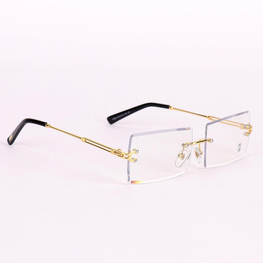 Cartier Luxurious Designed Shiny Gold And Black Metal Rimless Glasses - Obeezi.com
