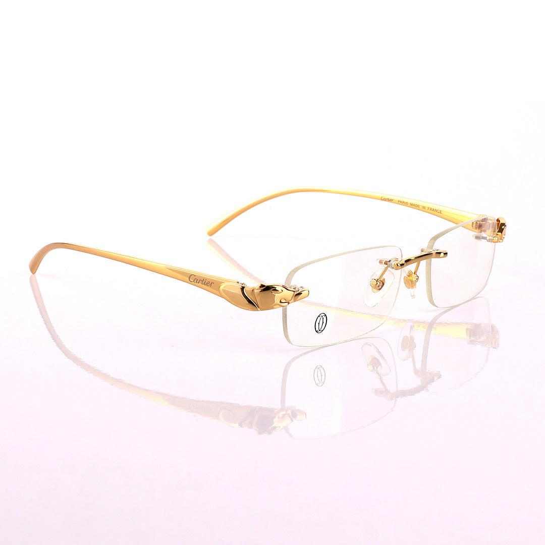 Cartier Vintage Metal Frame Gold Hingeless Sunglasses - Obeezi.com