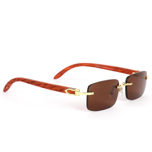 Cartier Vintage Wooden Rimless Brown Lens Glasses - Obeezi.com