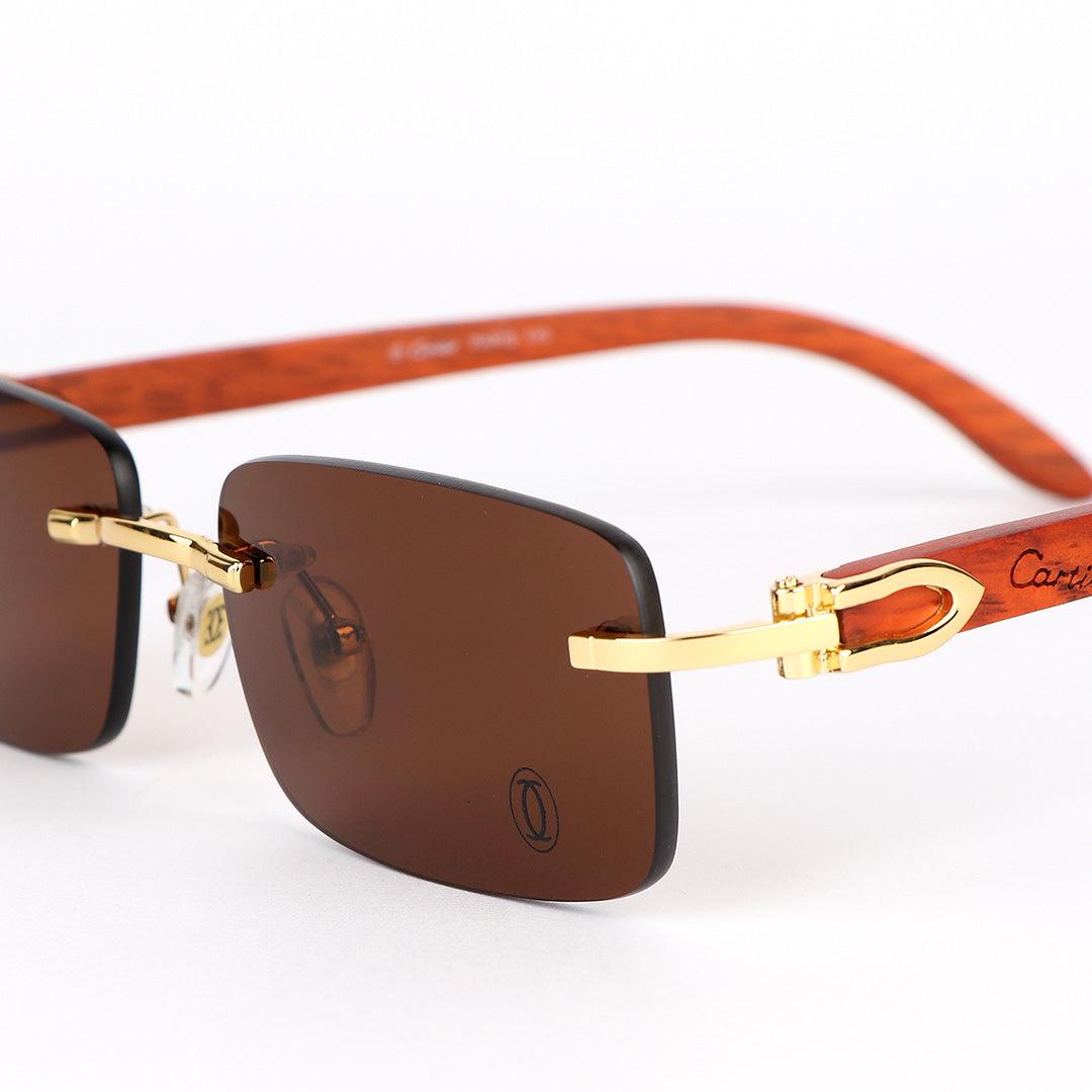 Cartier Vintage Wooden Rimless Brown Lens Glasses - Obeezi.com