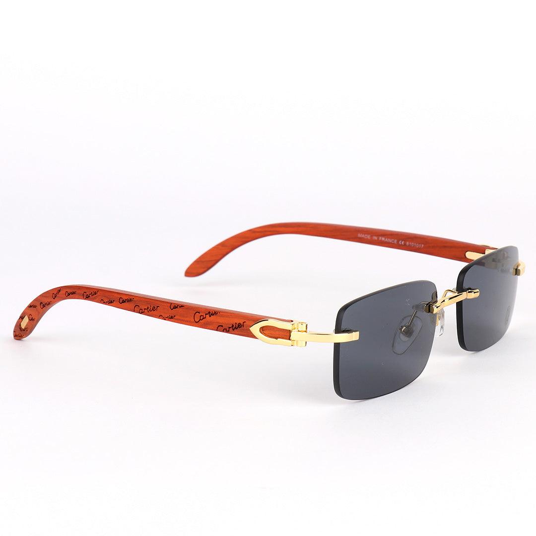 Cartier Vintage Wooden Rimless Dark Lens Glasses - Obeezi.com