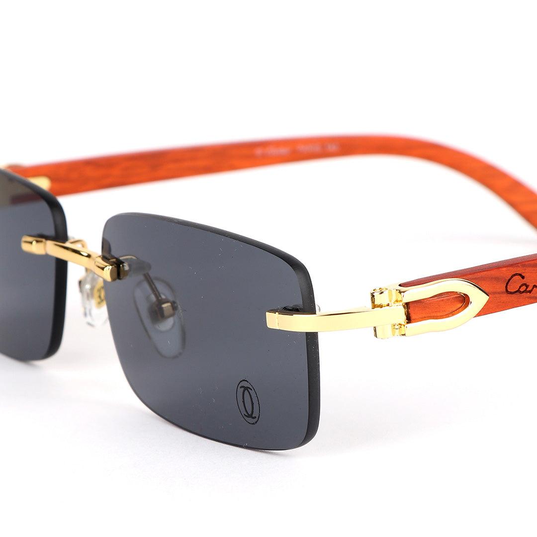 Cartier Vintage Wooden Rimless Dark Lens Glasses - Obeezi.com