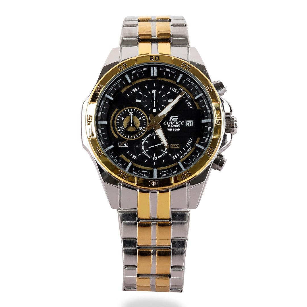 Casio Edifice Analog Chronograph Mens Silver and Gold Watch - Obeezi.com