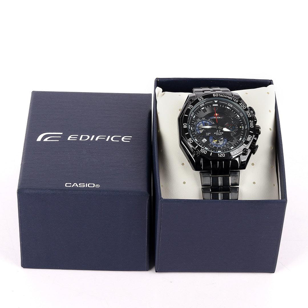 Casio Edifice Black Stainless Steel Chronograph Men Watch - Obeezi.com