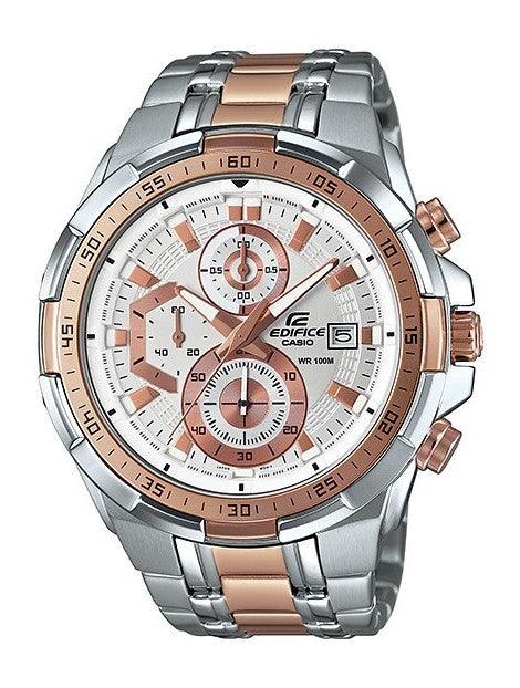 Casio Edifice Efr Stainless Silver and Gold Steel Gent Watch - Obeezi.com