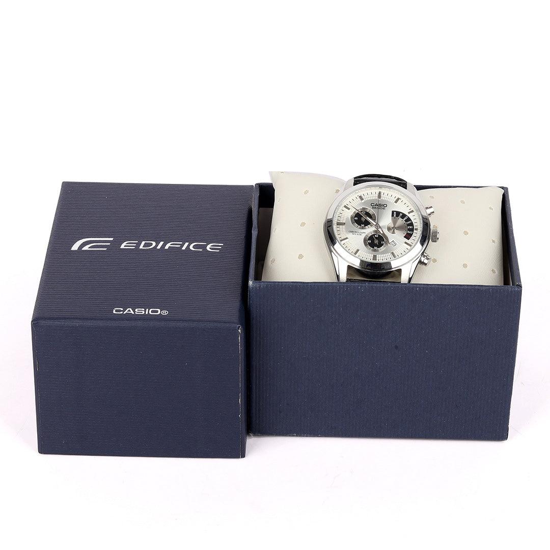 Casio Edifice Wr 50m Women's Black Dial Leather Band Watch - Obeezi.com