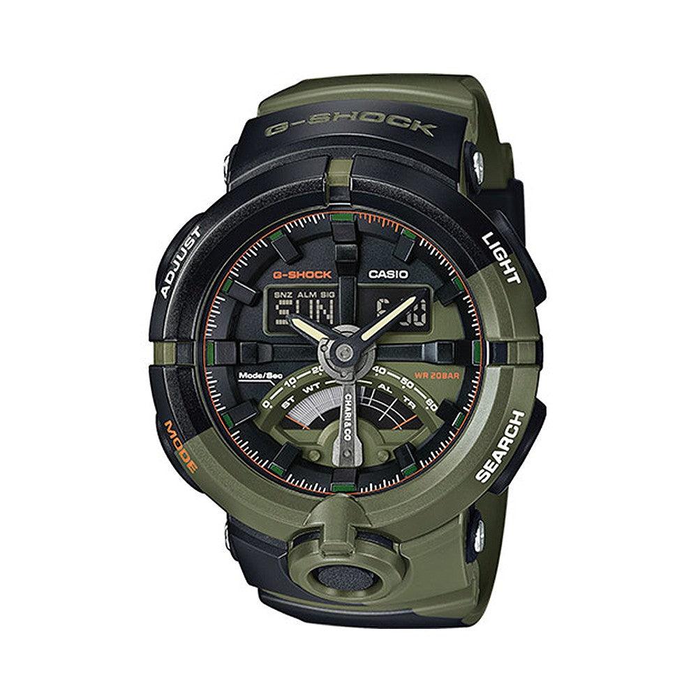 Casio G-Shock Analogue/Digital Black/Green Pattern Watch GA500P-3A - Obeezi.com