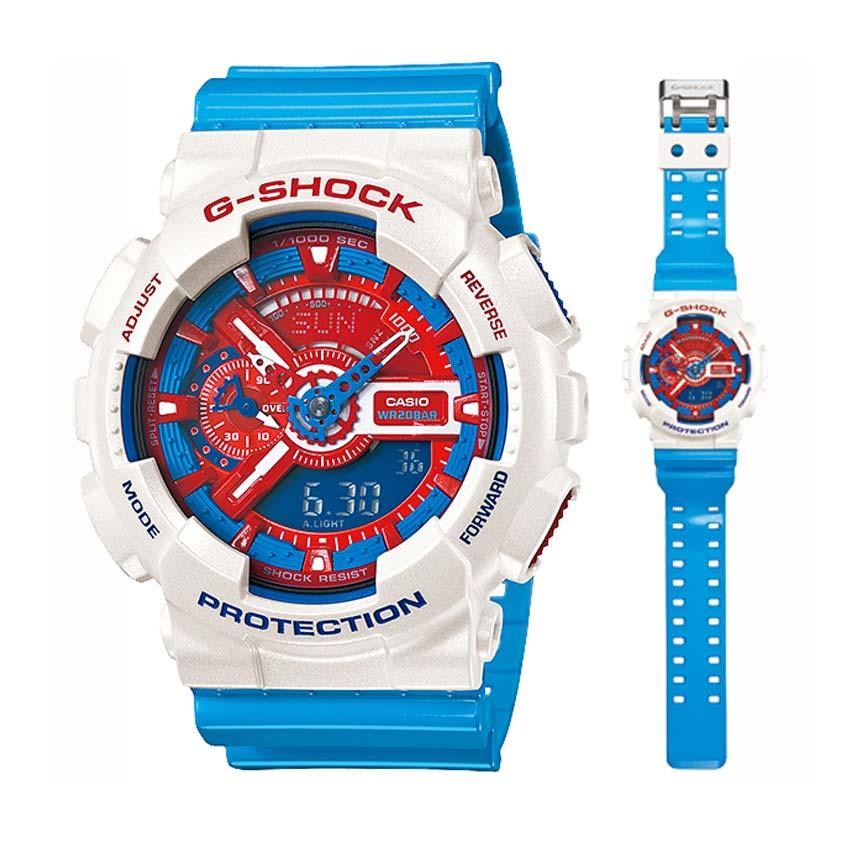 Casio G-Shock Limited Model GA-110AC-7ADR Red and Blue Series - White - Obeezi.com